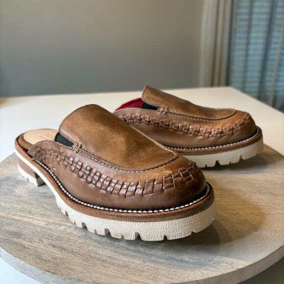 NEW Bed Stu Ona Tan Leather Mule Slip On Platform Clog Women's EU 37.5 US 7.5 - Picture 1 of 11